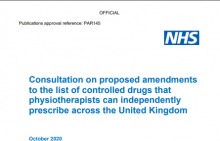 Consultation on proposed amendments to the list of controlled drugs that physiotherapists can independently prescribe across the United Kingdom